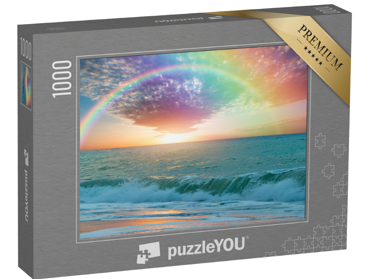 puzzle 1000 dílků „Tyrkysově zbarvené moře s krásnou duhou“