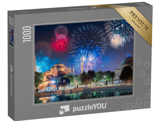 puzzle 1000 dílků „Ohňostroj nad Hagia Sofia v Istanbulu, Turecko“