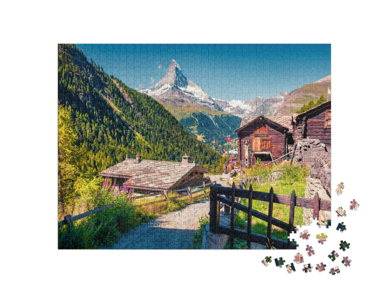 puzzle 1000 dílků „Letní ráno: Zermatt na Matterhornu, Švýcarsko“