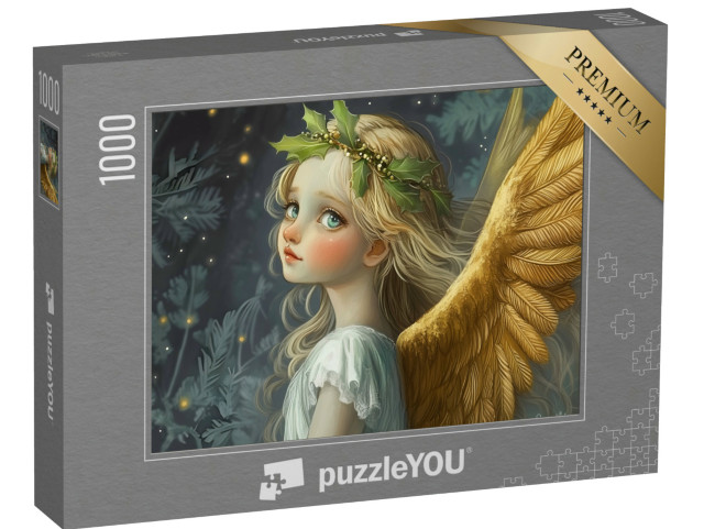 puzzle 1000 dílků „Andělské dítě se zlatými křídly“