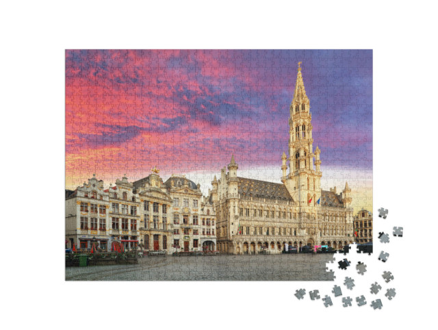 puzzle 1000 dílků „Brusel, Belgie: náměstí Grand Place za krásného východu slunce“