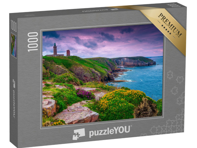 puzzle 1000 dílků „Maják Cap Frehel na skalnatém pobřeží Bretaně ve Francii,“