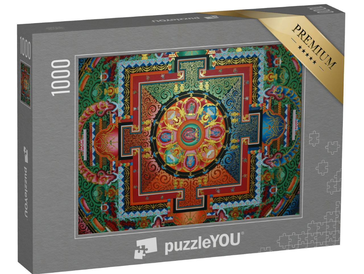 puzzle 1000 dílků „Čtvercová mandala na stropě tibetského kláštera“