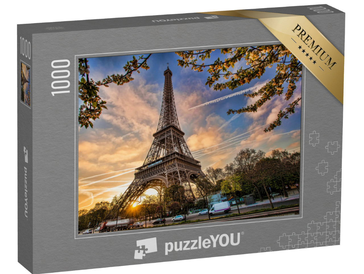 puzzle 1000 dílků „Eiffelova věž s jarním stromem, Paříž, Francie“