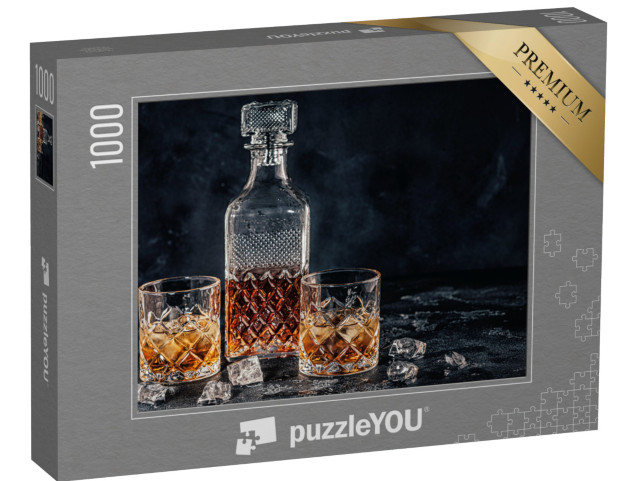 puzzle 1000 dílků „Sklenice na whisky se čtvercovou karafou“