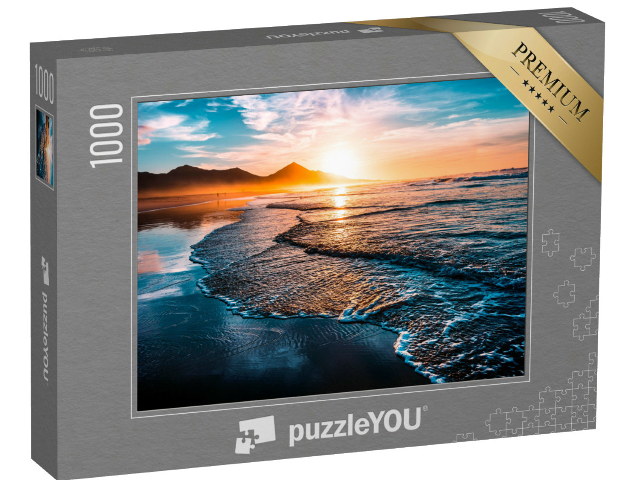 puzzle 1000 dílků „Západ slunce nad mírnými vlnami na pláži“