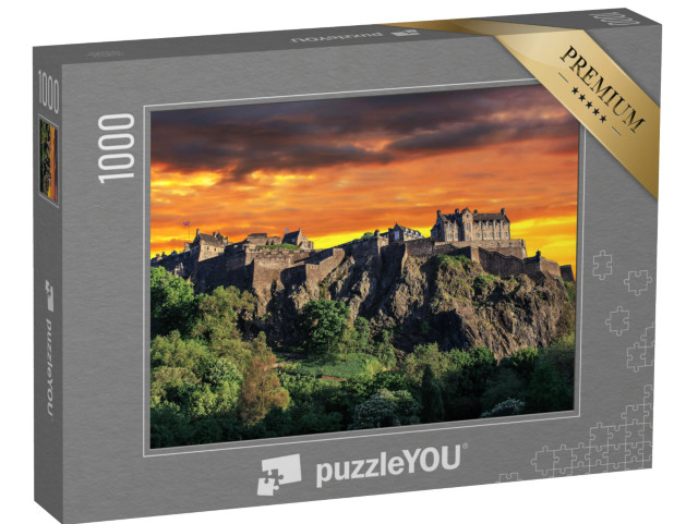 puzzle 1000 dílků „Úchvatný západ slunce na kopci Edinburského hradu, Skotsko“