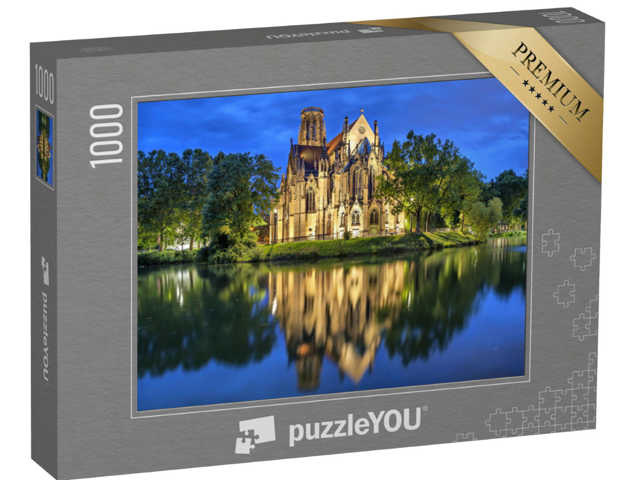 puzzle 1000 dílků „Kostel svatého Jana večer ve Stuttgartu, Německo“