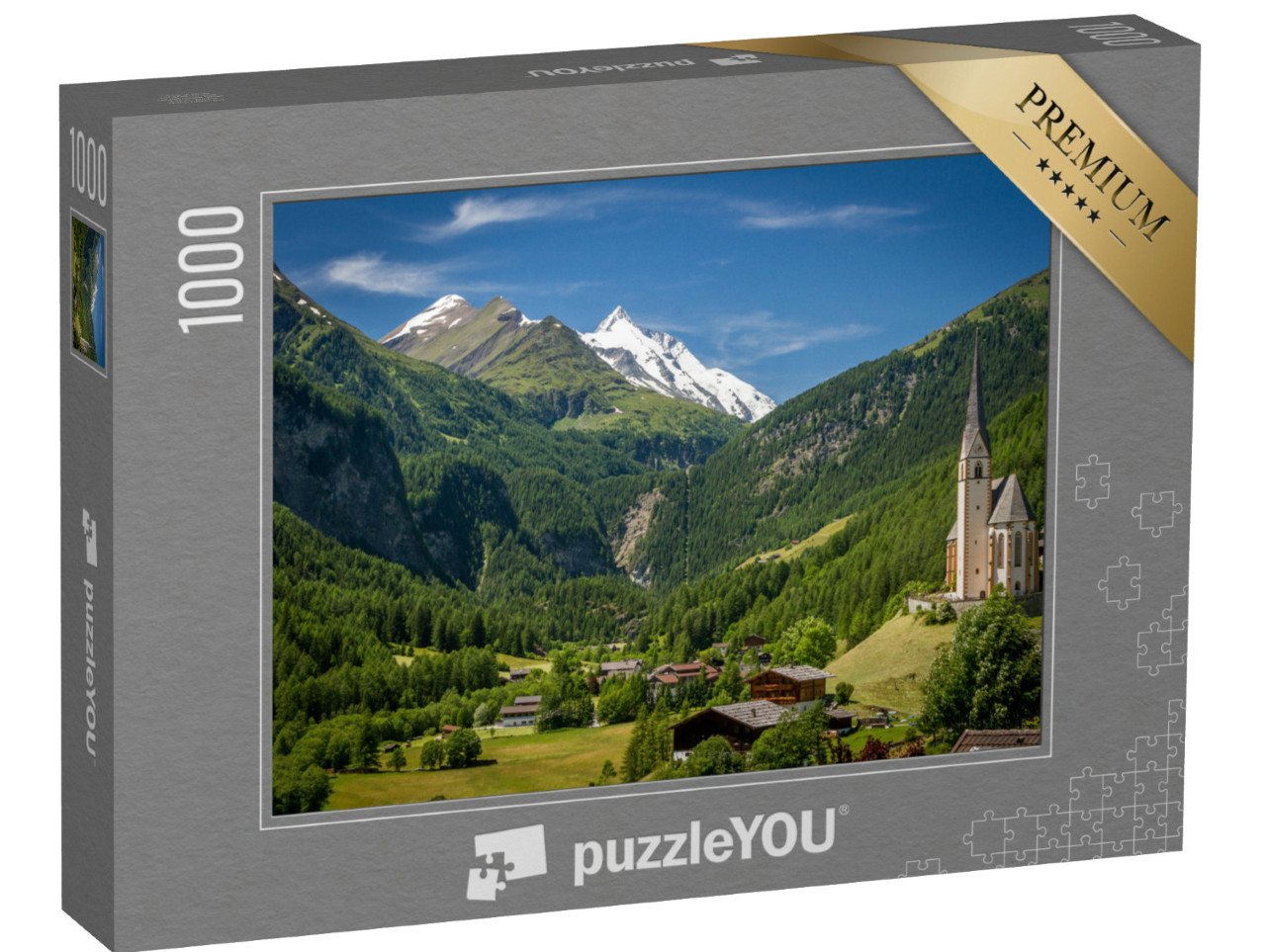 puzzle 1000 dílků „Město Heiligenblut pod Grossglocknerem, Rakousko“