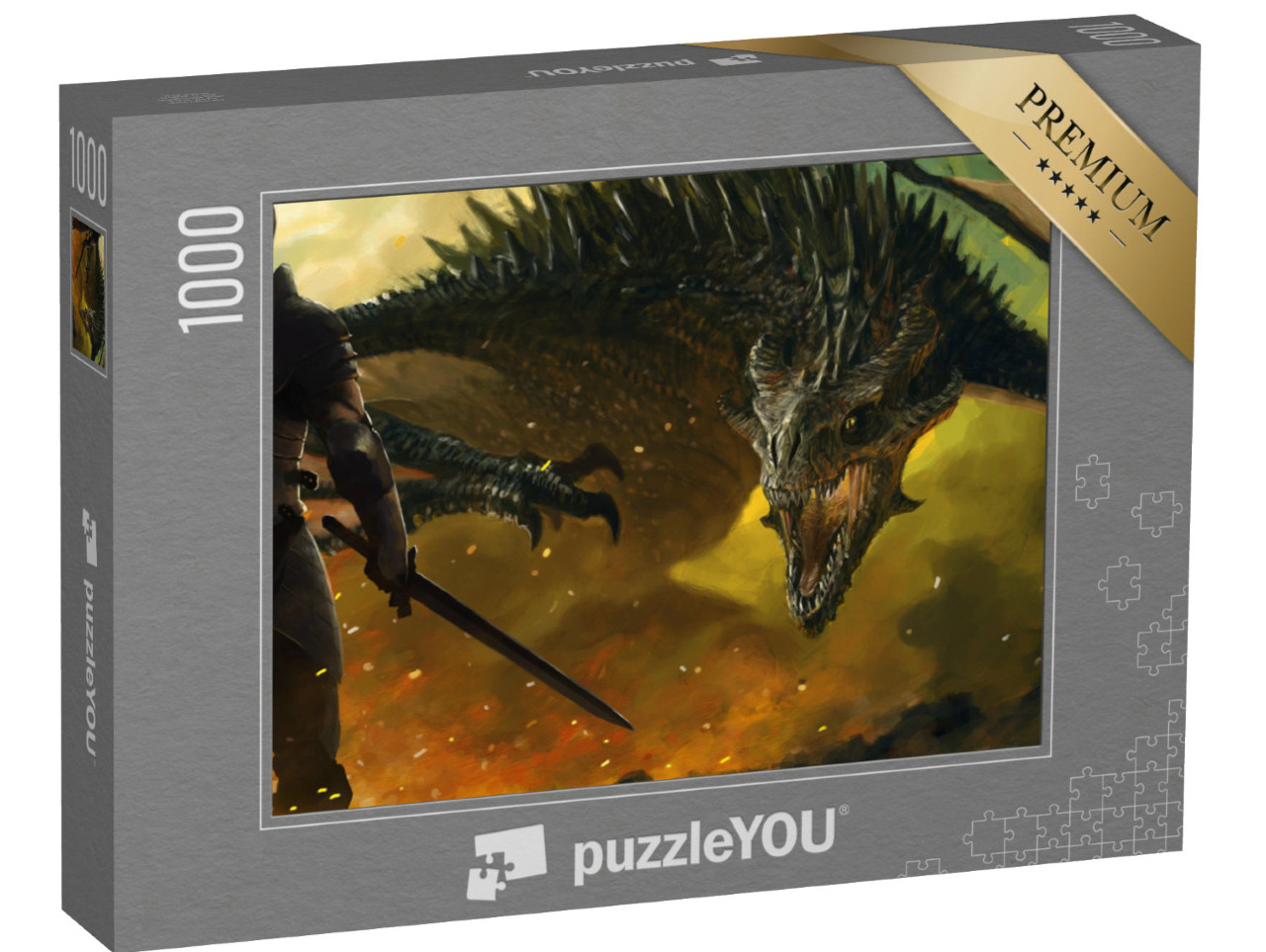 puzzle 1000 dílků „Bojovníci a drak“