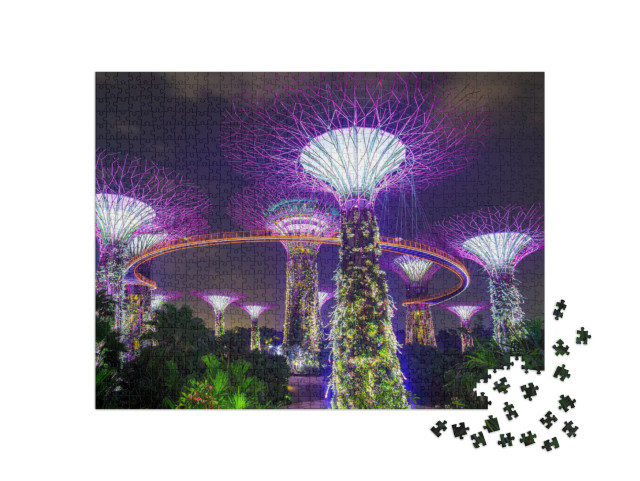 puzzle 1000 dílků „Zahrada Supertree v noci, zahrada u zálivu“