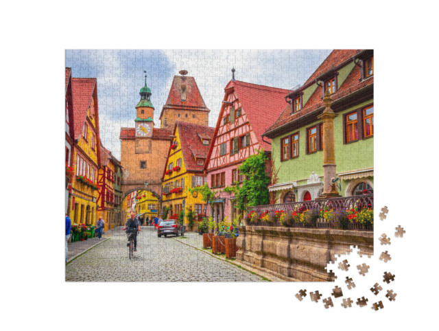 puzzle 1000 dílků „Krásný Rothenburg ob der Tauber, Bavorsko, Německo“