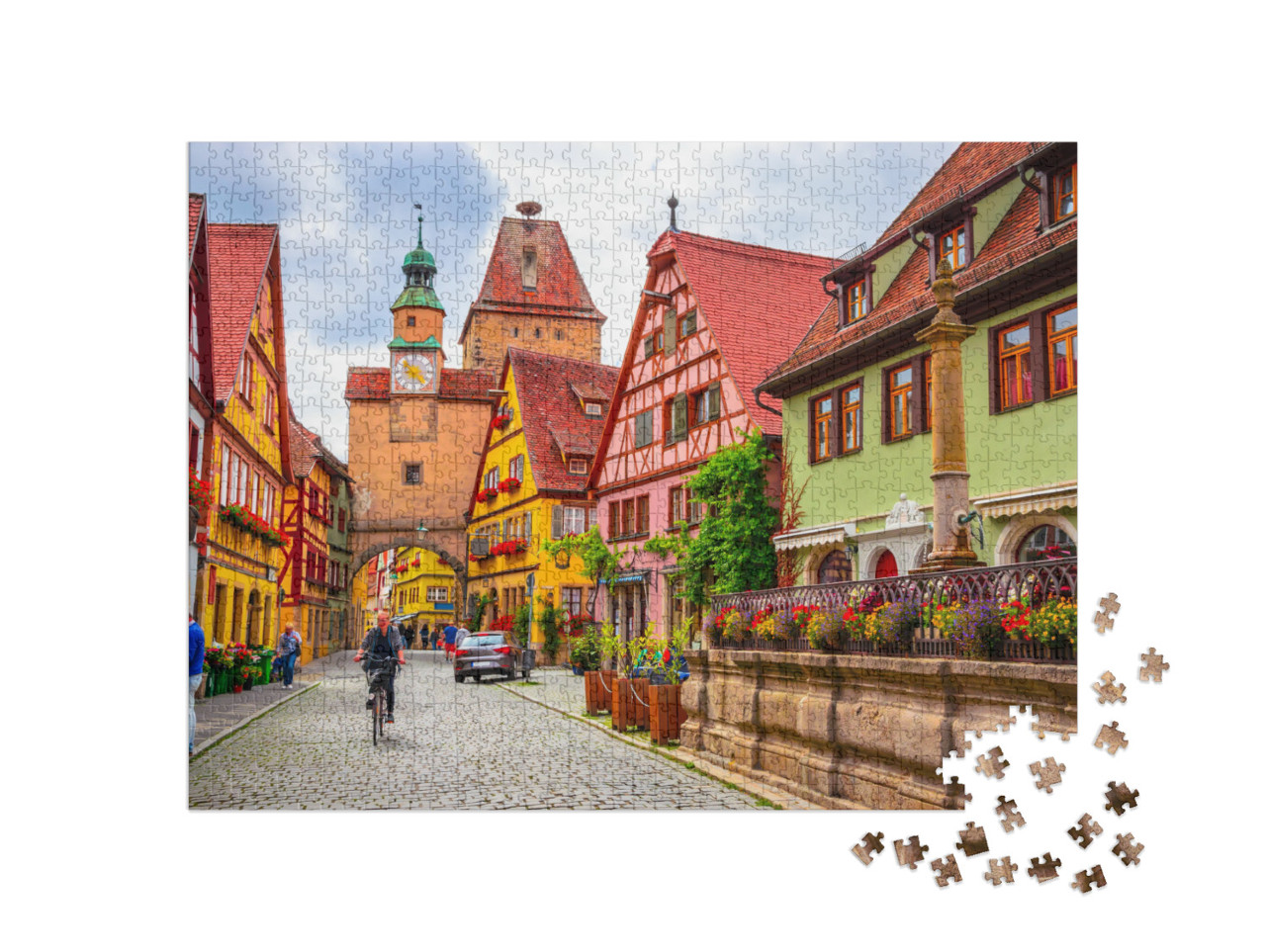 puzzle 1000 dílků „Krásný Rothenburg ob der Tauber, Bavorsko, Německo“