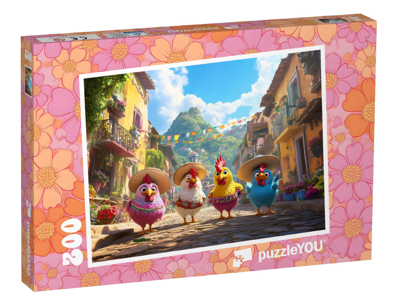 puzzle 200 dílků „Barevné slepičky na letní dovolené“