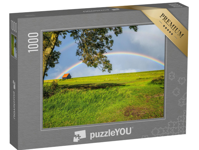 puzzle 1000 dílků „Duha nad kopcovitou pastvinou“