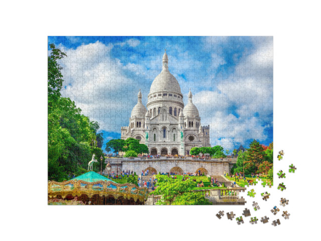 puzzle 1000 dílků „Krásná bazilika Sacre Coeur, Montmartre, Paříž“