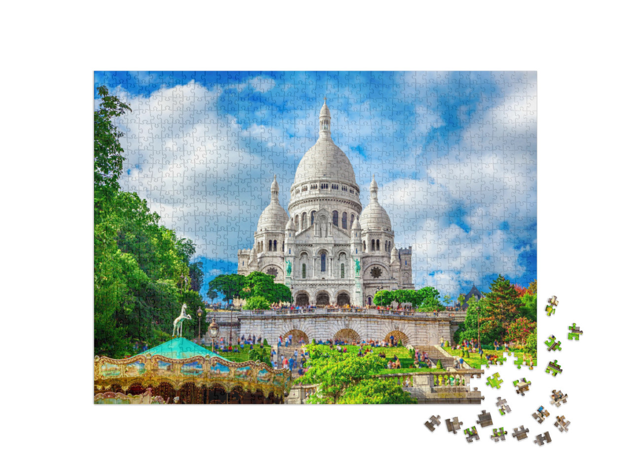 puzzle 1000 dílků „Krásná bazilika Sacre Coeur, Montmartre, Paříž“