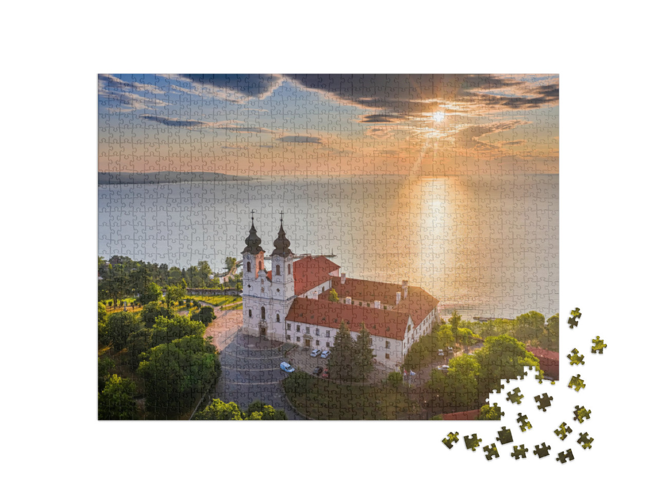 puzzle 1000 dílků „Benediktinský klášter Tihany na Balatonu, Maďarsko“