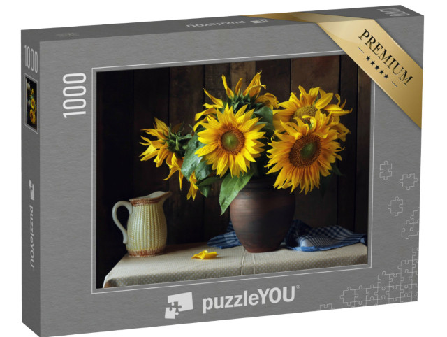 puzzle 1000 dílků „Kytice slunečnic, krásné uspořádání“