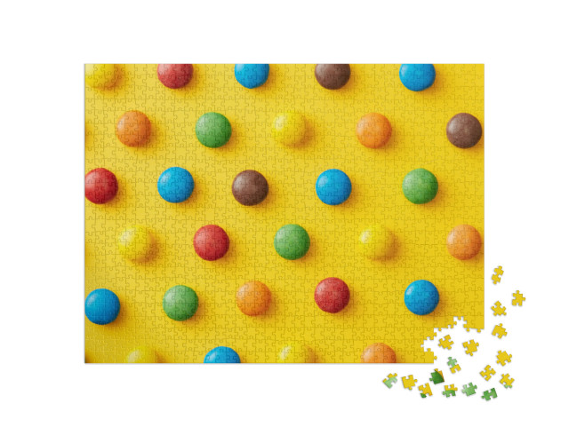 puzzle 1000 dílků „Barevné sladkosti na žlutém pozadí“