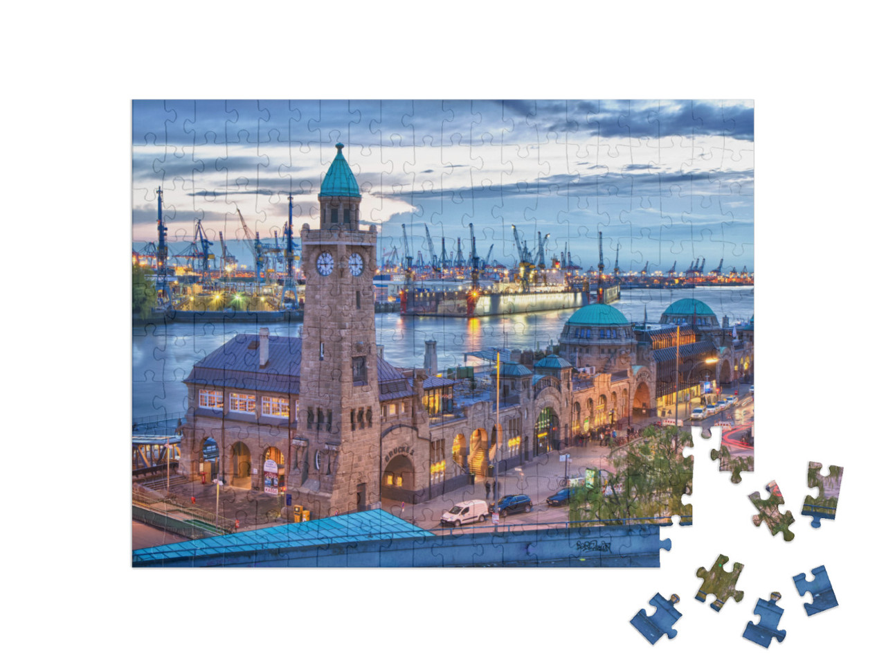 puzzle 200 dílků „Přístav Hamburk, Německo“
