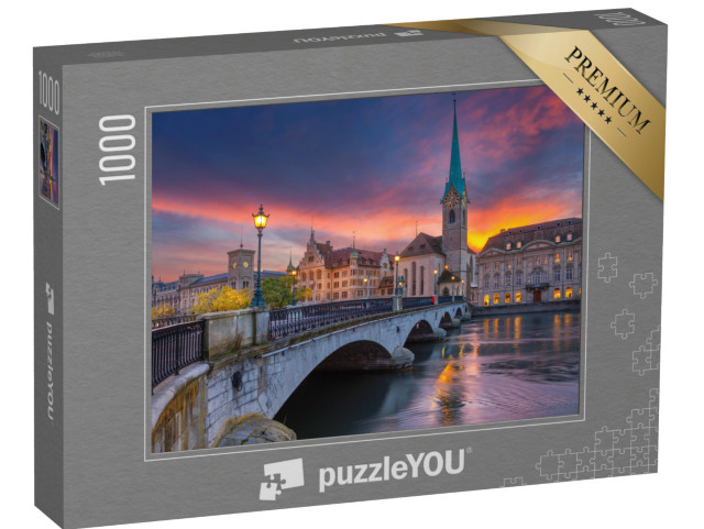 puzzle 1000 dílků „Ohnivý západ slunce v Curychu“