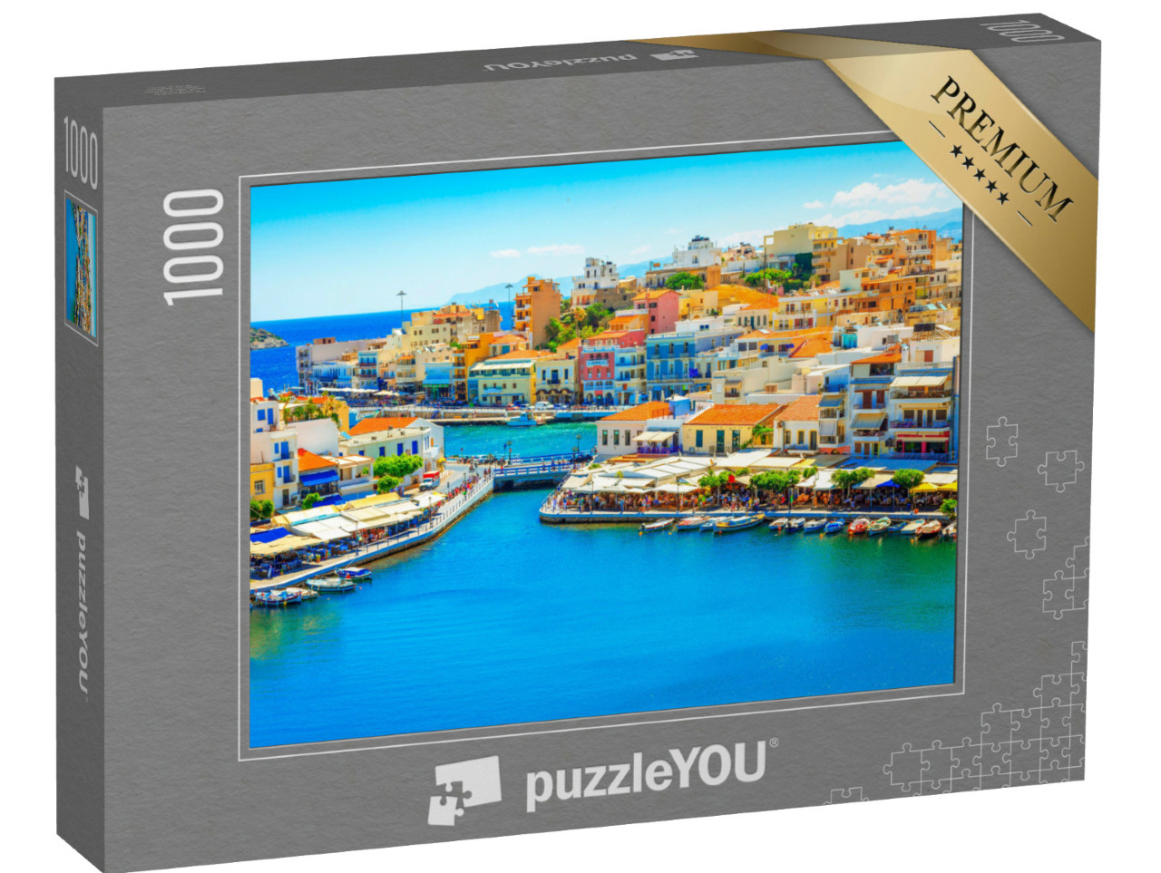 puzzle 1000 dílků „Agios Nikolaos s jezerem Voulismeni, Kréta, Řecko“