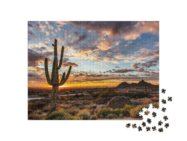 puzzle 1000 dílků „Kaktus při východu slunce“
