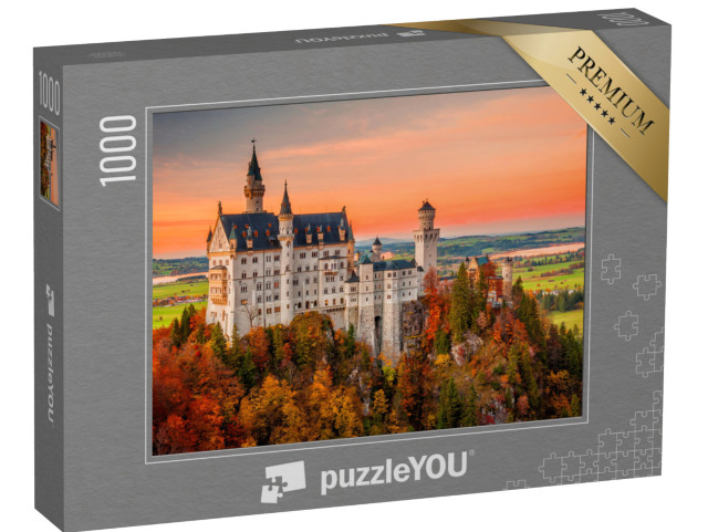 puzzle 1000 dílků „Zámek Neuschwanstein při podzimním západu slunce“