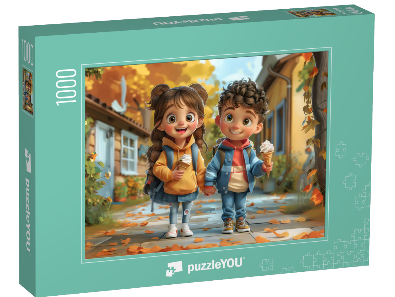 puzzle 1000 dílků „Kamarádi ze školy na cestě se zmrzlinou“