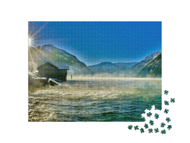 puzzle 1000 dílků „Východ slunce u jezera Achensee, Rakousko“