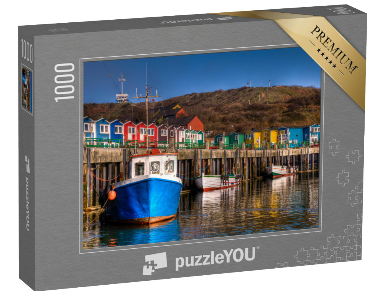 puzzle 1000 dílků „Humří boudy v přístavu ostrova Helgoland“