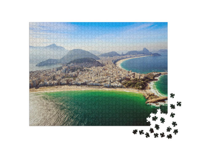 puzzle 1000 dílků „Letecký pohled na slavné pláže Copacabana a Ipanema“