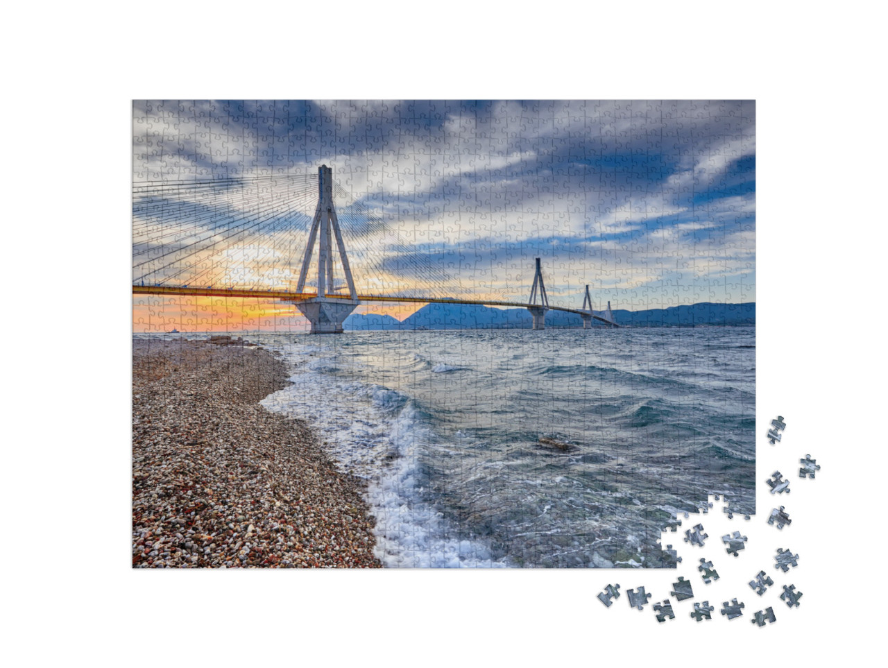 puzzle 1000 dílků „Visutý most přes Korintský záliv, Řecko“