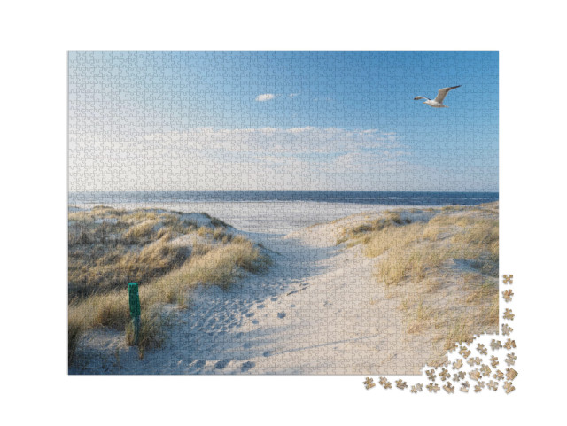 puzzle 2000 dílků „Bílá písečná pláž a duny Severního moře“
