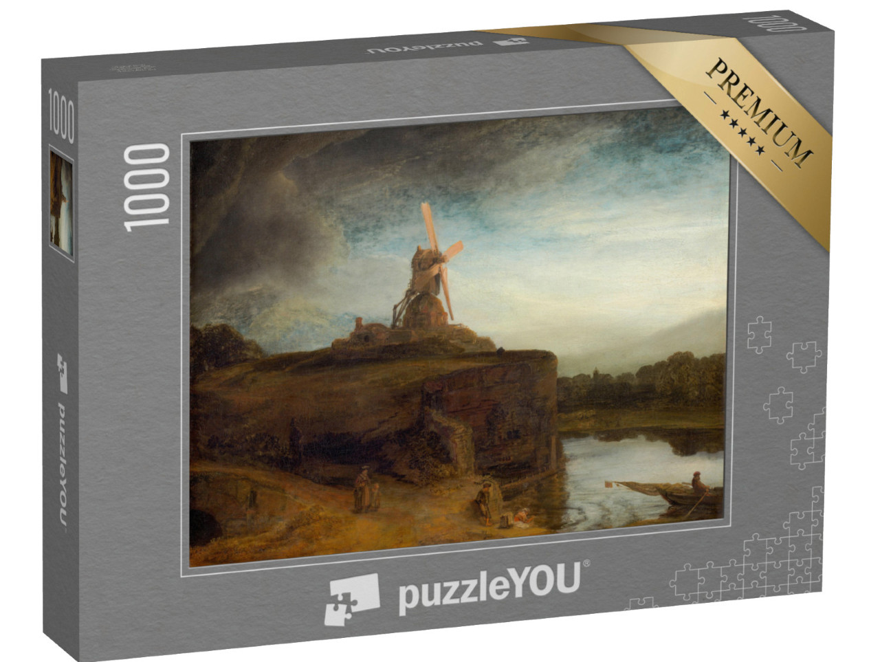 puzzle 1000 dílků „Rembrandt - Mlýn“