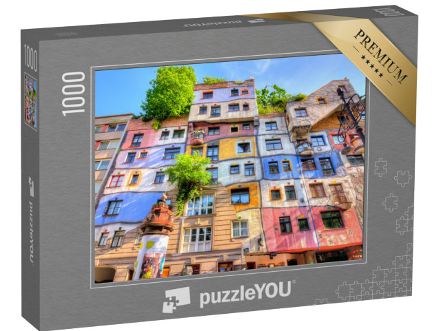 puzzle 1000 dílků „Hundertwasserův dům ve Vídni, Rakousko“