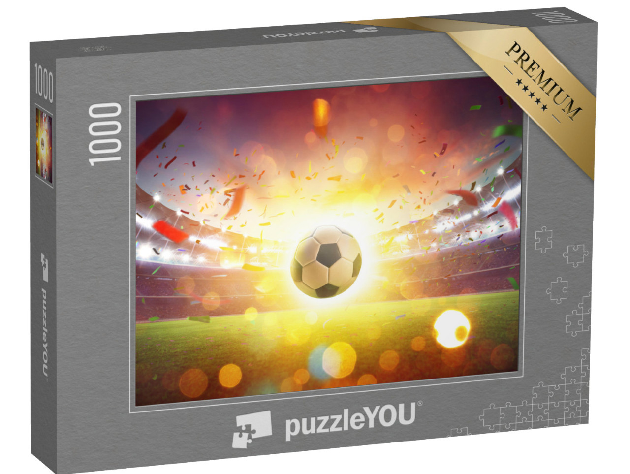 puzzle 1000 dílků „Plovoucí fotbalový míč na fotbalovém stadionu“