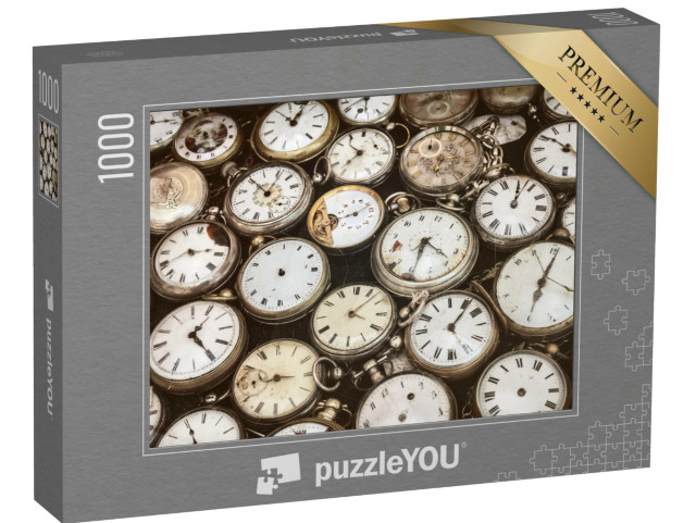 puzzle 1000 dílků „Obrázek v retro stylu s různými kapesními hodinkami“