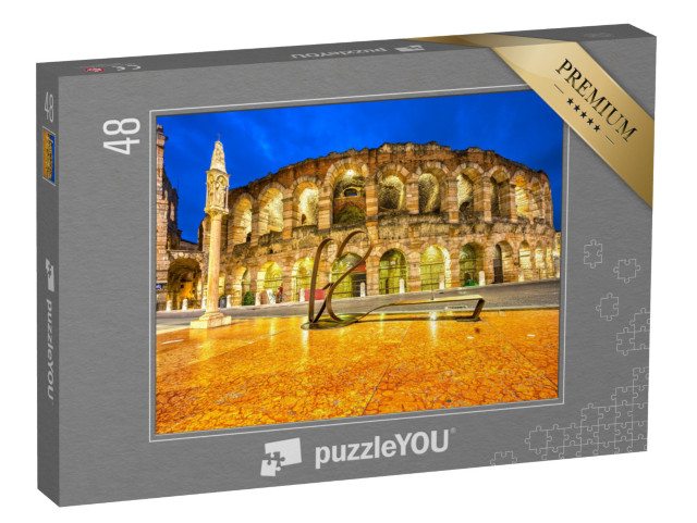 puzzle 48 dílků „Noční záběr slavné Arény, Verona, Itálie“