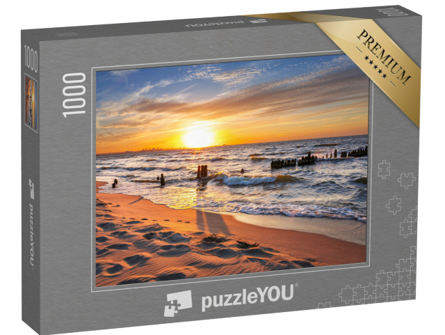 puzzle 1000 dílků „Západ slunce na pláži u Baltského moře, Polsko“