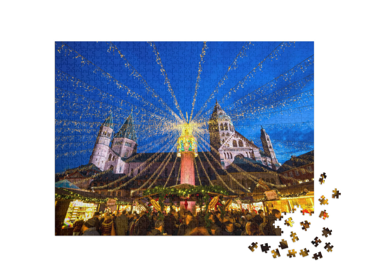 puzzle 1000 dílků „Vánoční trh v Mohuči, Německo“