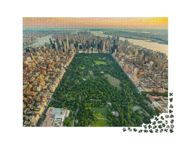 puzzle 2000 dílků „Letecký pohled na Manhattan a Central Park, New York“