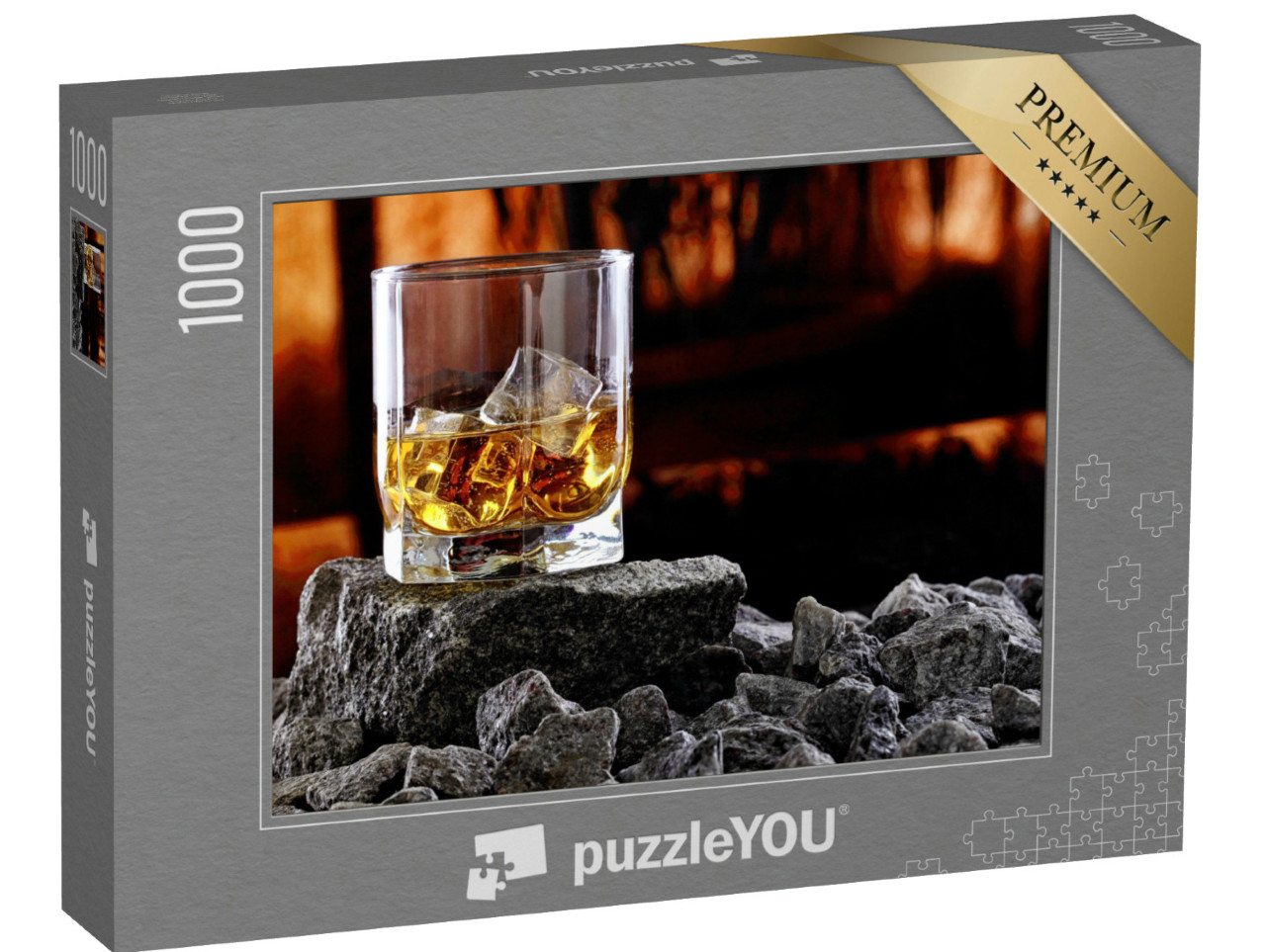 puzzle 1000 dílků „Sklenka whisky se západem slunce“
