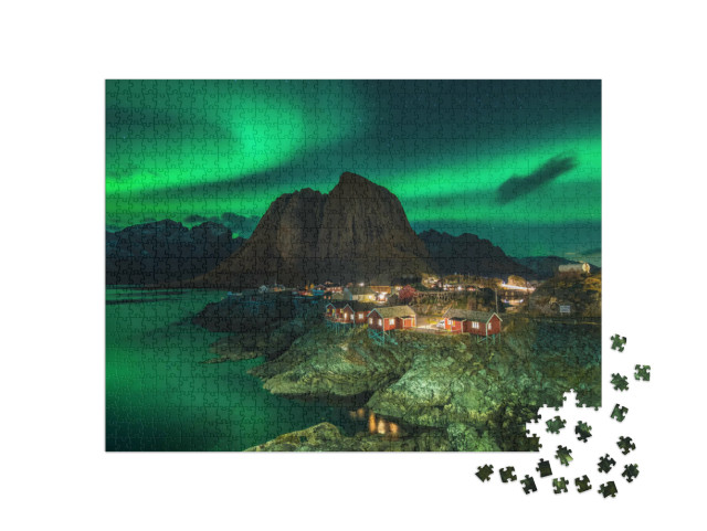 puzzle 1000 dílků „Krásná polární záře v Norsku“