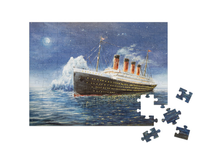 puzzle 100 dílků „Olejomalba: Titanic narazí do ledovce“