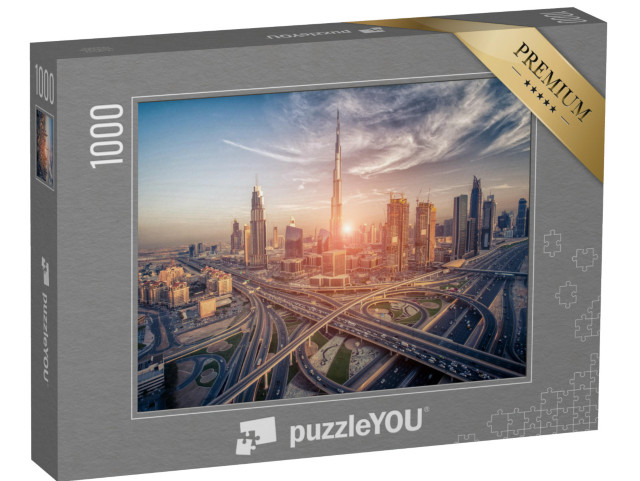 puzzle 1000 dílků „Dubajské panorama s krásným městem a dálnicí“