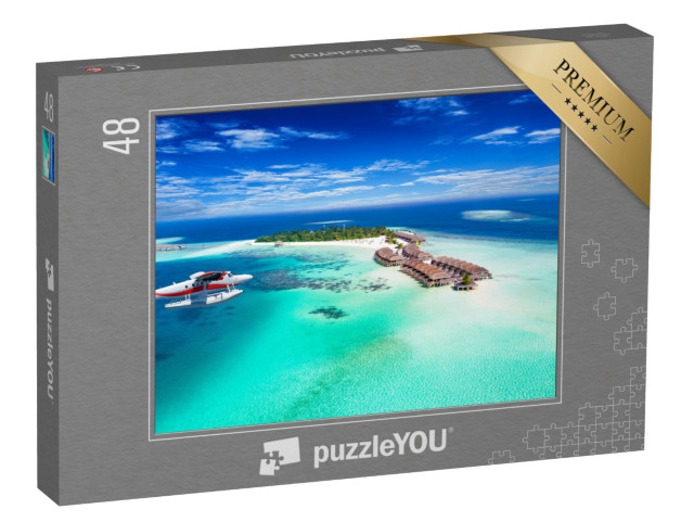 puzzle 48 dílků „Hydroplán se blíží k Maledivám“