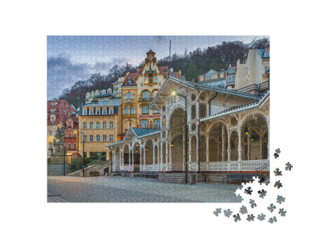 puzzle 1000 dílků „Tržní kolonáda Karlovy Vary, Česká republika“