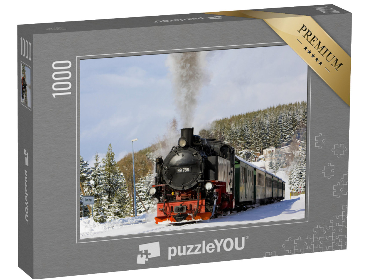 puzzle 1000 dílků „Parní vlak železnice Fichtelberg u Oberwiesenthalu, Německo“